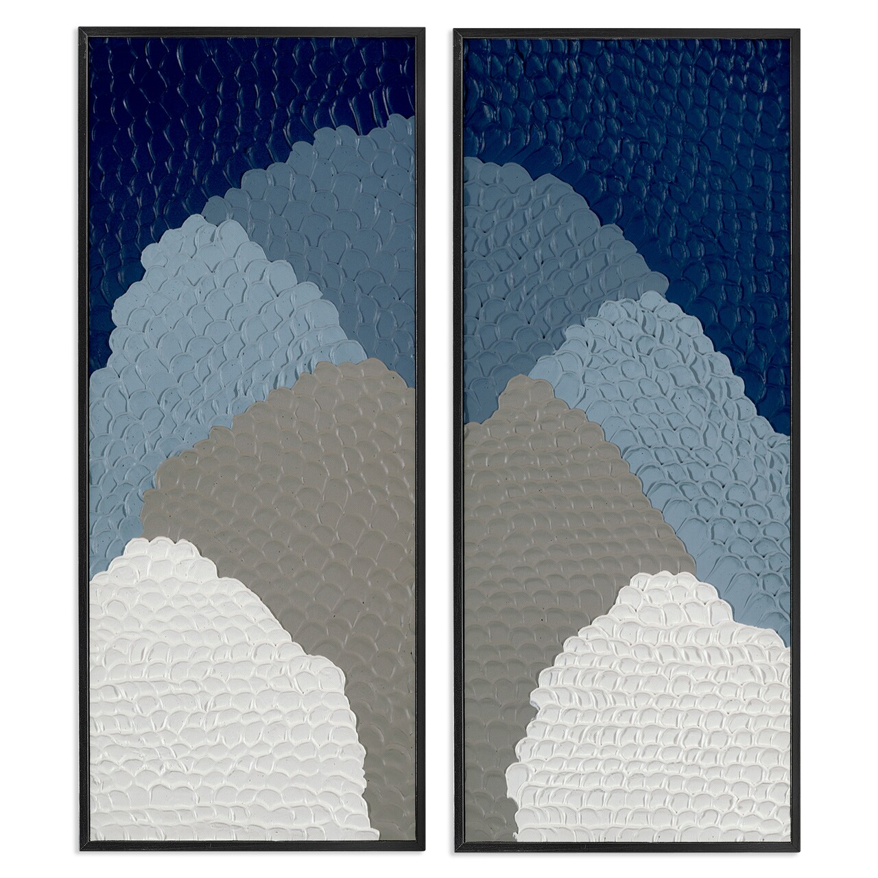 Stupell Industries Textured Blue Abstract Mountains 2 pc Framed Giclee Wall Art Set Design by Ben Schneider